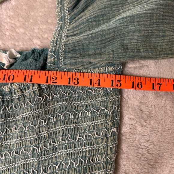 Easel Smocked Tiered Gauze Maxi Dress Green Size M Boho Cottagecore Milkmaid - Picture 9 of 9